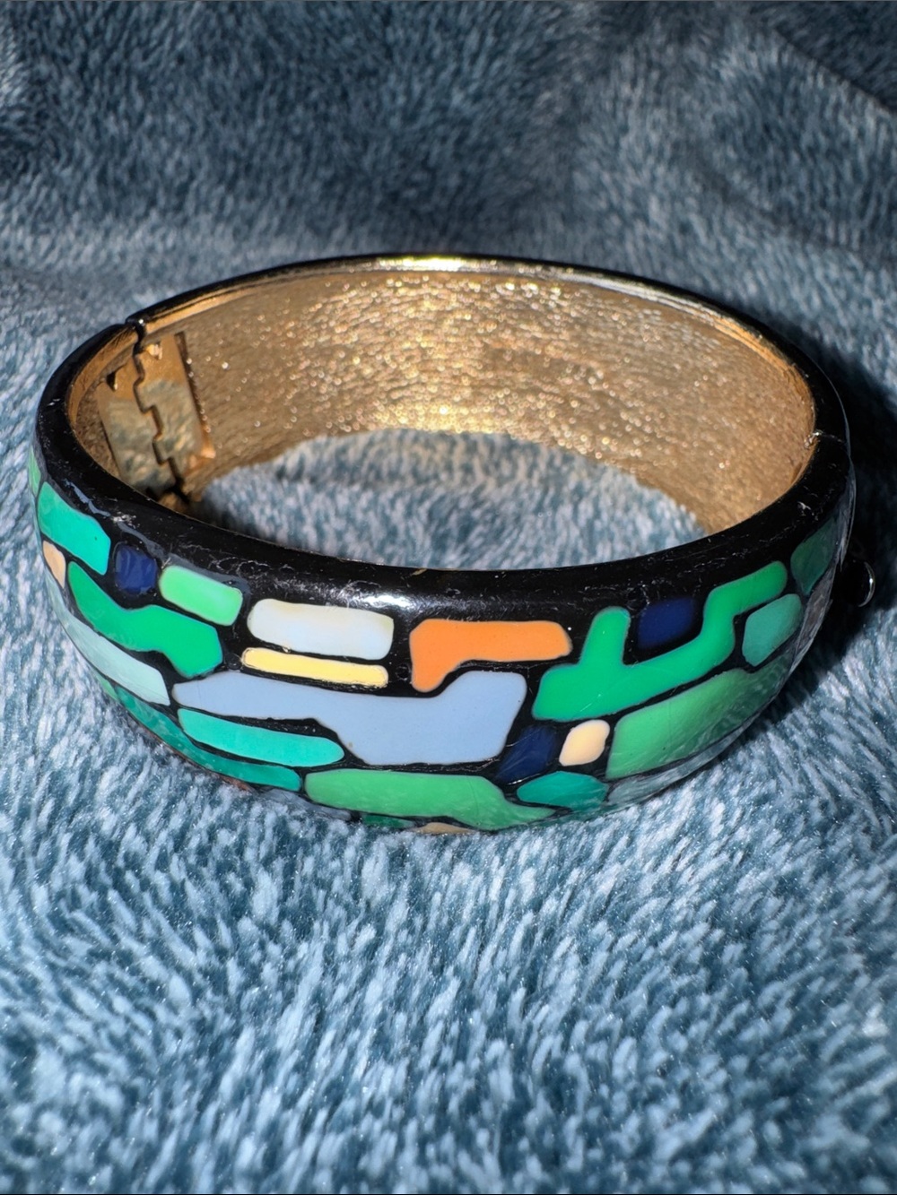 Vintage Eisenberg Enamel Hinged Bangle Bracelet - Picasso Artist Series